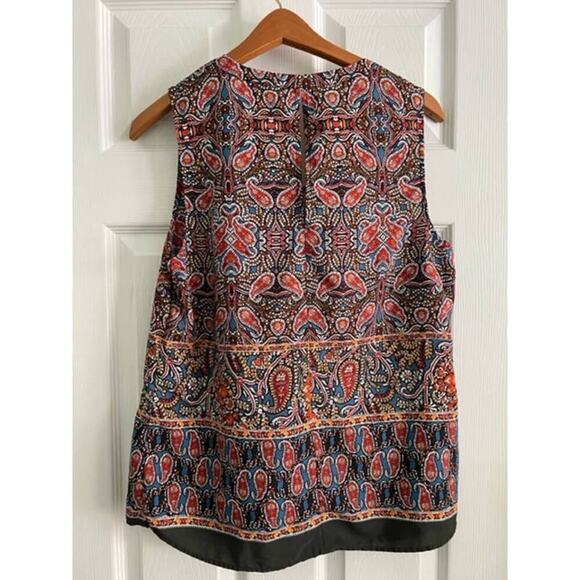 Daniel Rainn V Neck with Tie Paisley Blouse Top- Size S - Picture 2 of 4